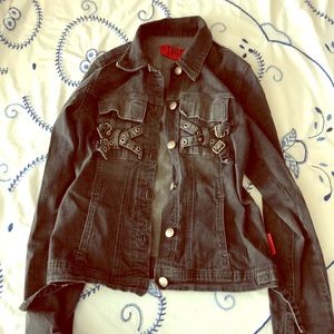 TRIPP NYC goth punk denim skull button jacket